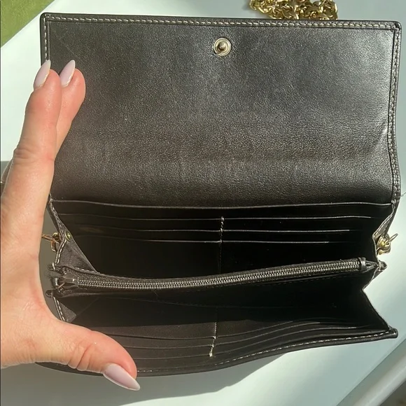 Gucci GG Heart Logo Guccissima Long Wallet /clutch on chain - Picture 6 of 16